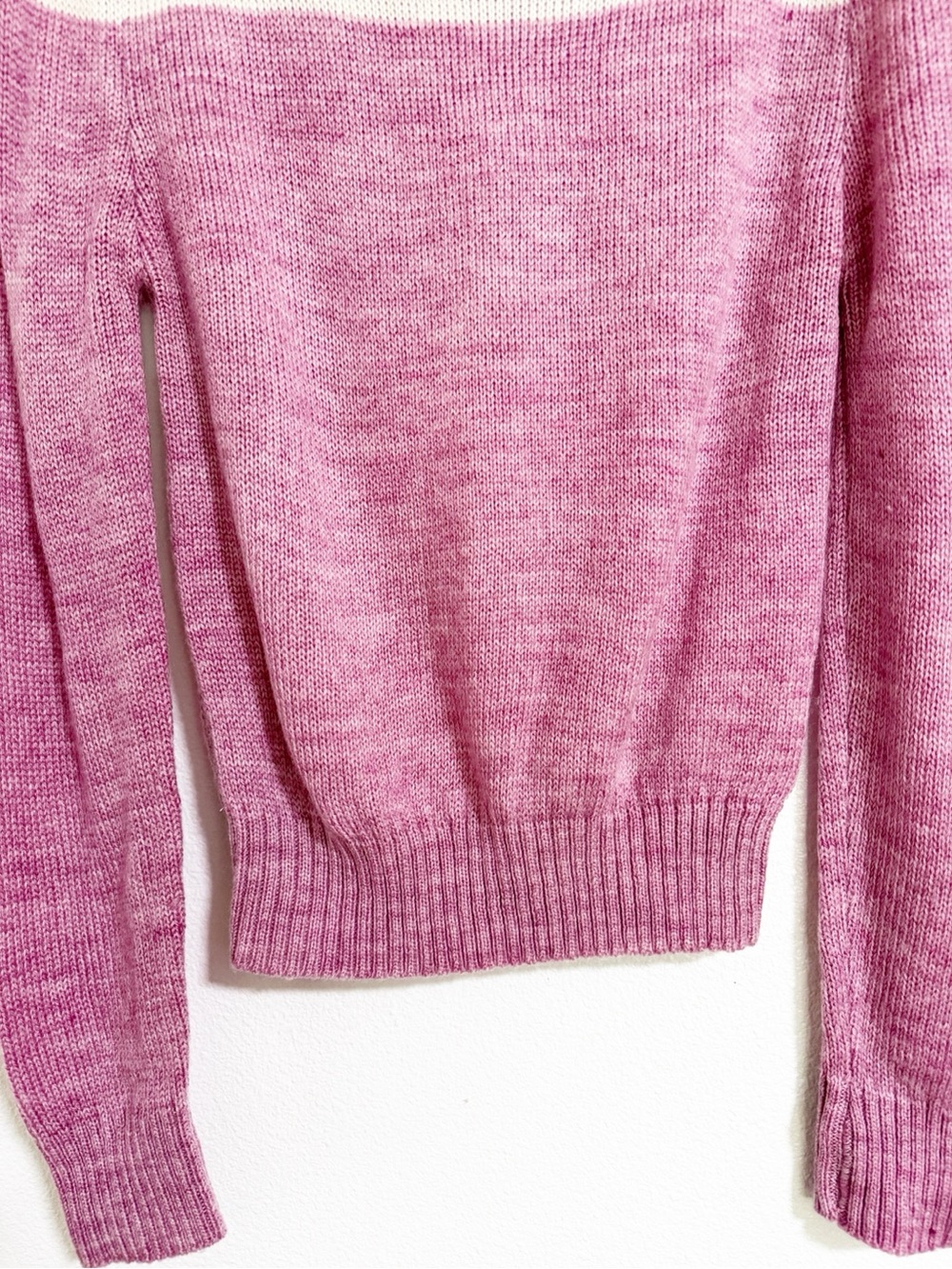Vintage 80s E.V. ltd Coquette Fair Isle Sweater Pink Sink S - Picture 4 of 7